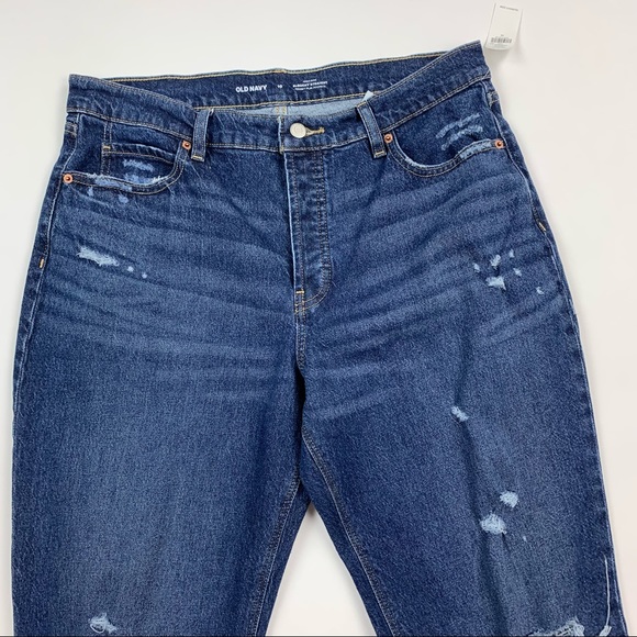 Old Navy High Rise Slouchy Straight Distressed Jeans Sz 10 - Picture 2 of 10
